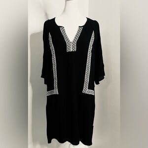 White Mark Black Embroidered Tunic Dress – Size L